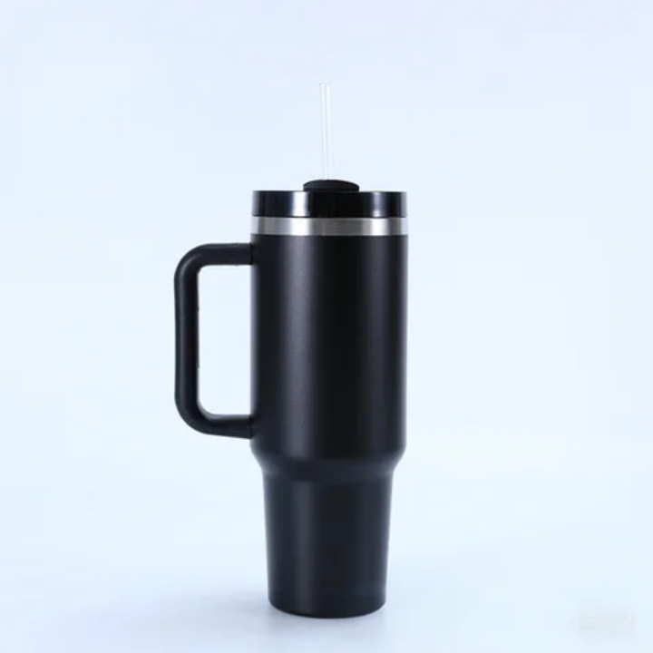 Insulated Travel Tumbler 40oz — Leakproof Mug with Handle & Straw