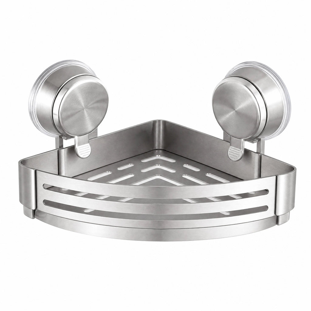 Shower Wall Storage Basket,Suction Mount No Drilling,Rustproof Aluminum, 4-Layer Protection,for Corner Space, Includes Towel Bar